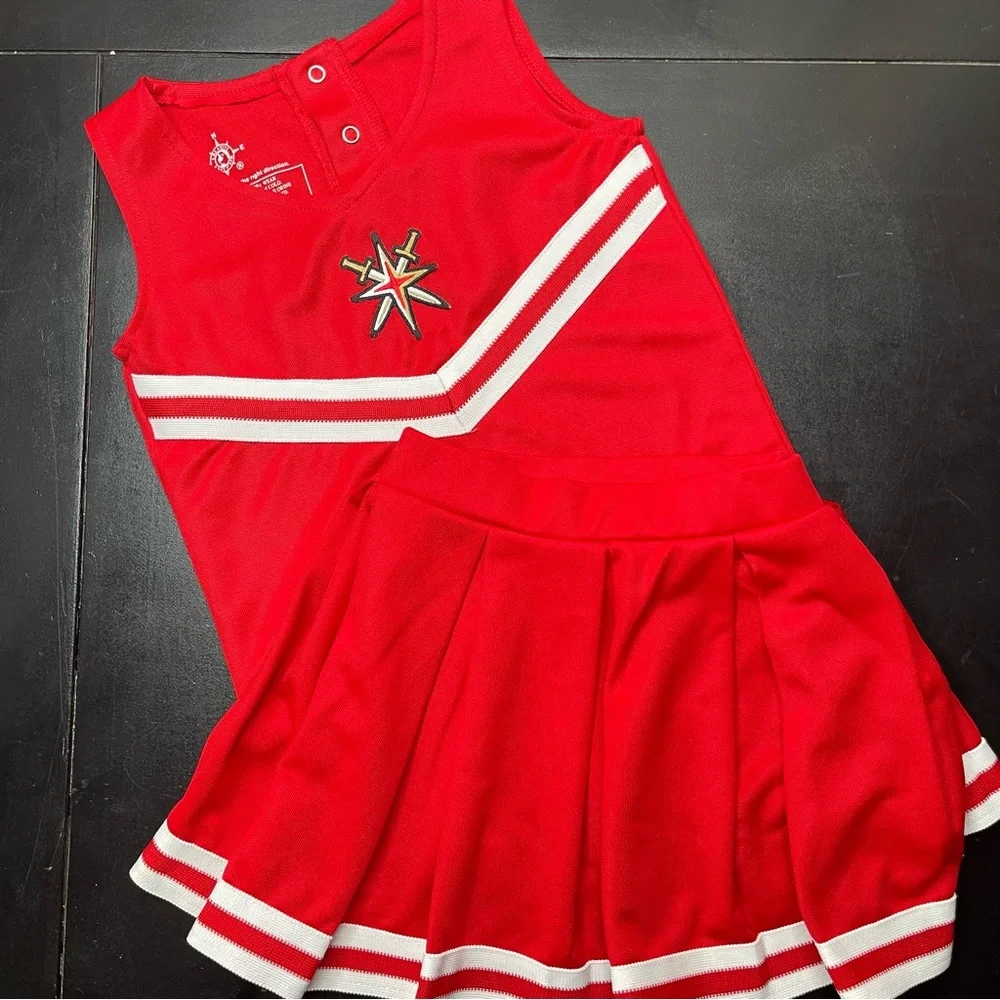 Cheerleading 2 Piece Outfit Top Skirt Red Knights Swords 4T